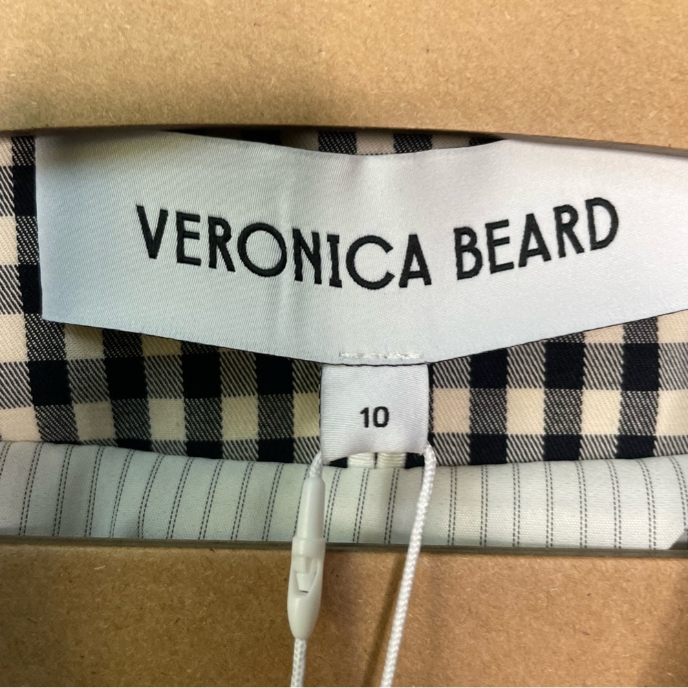Veronica Beard Charleston Dickey Jacket Black/Ecru Gingham Plaid Check Size 10 - Picture 2 of 11